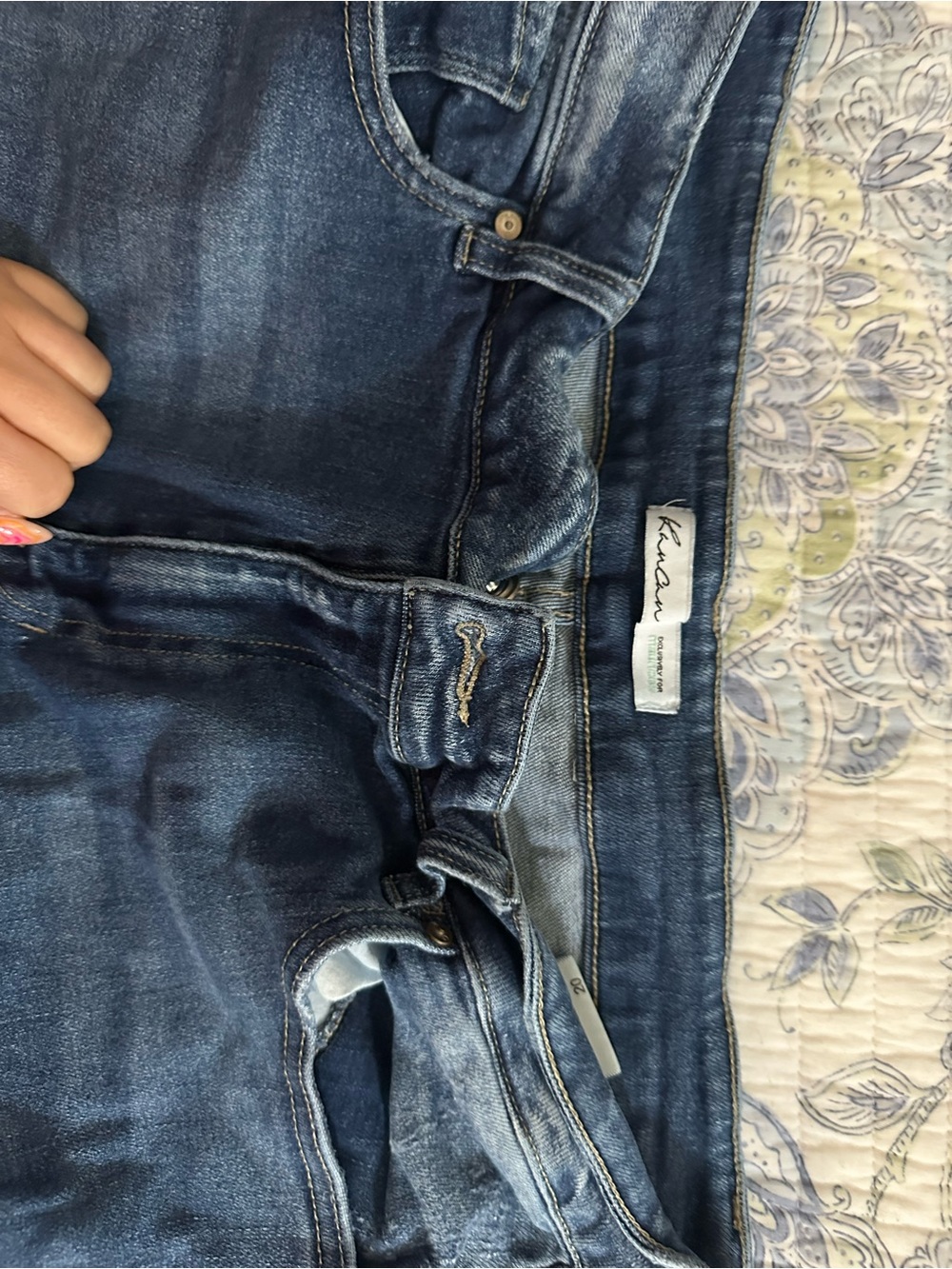 KanCan High-Rise Distressed Dark Blue Distressed Ankle Cropped Jeans